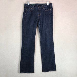 J. Crew Boot Cut Jeans Womens 31R Blue Dark Wash Denim Low Rise USA Made